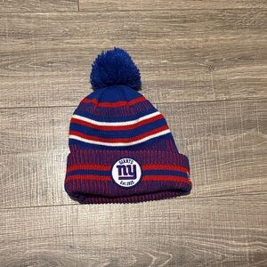 NY Giants Striped Pom-Pom Beanie